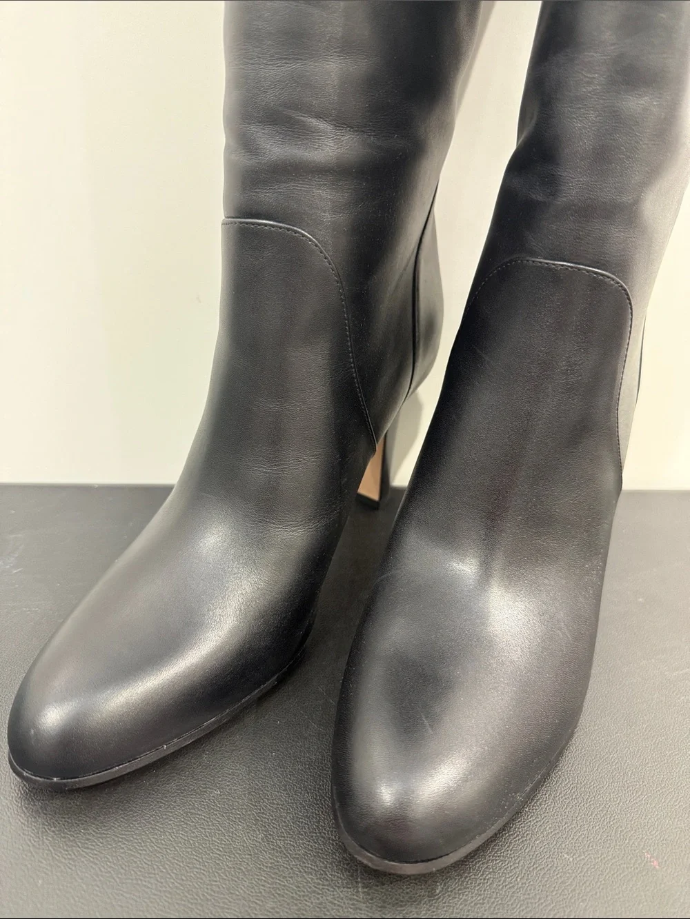 Veronica Beard Tarian Women's Tall Black Leather High-Heel Boots